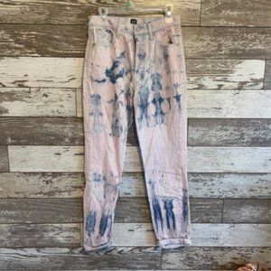 Gap Denim Pink and Blue Tie Dye Cheeky Straight Leg Jeans